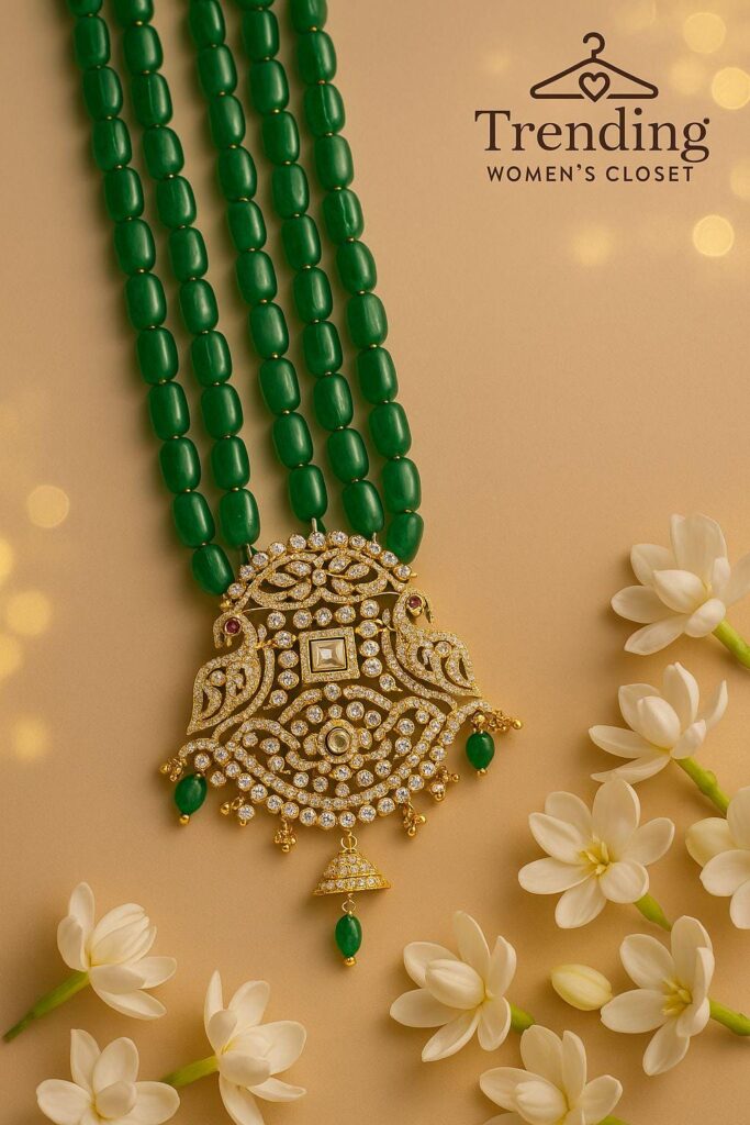 Traditional Beaded Mala Necklace with Pendant, Ethnic Jewelry
