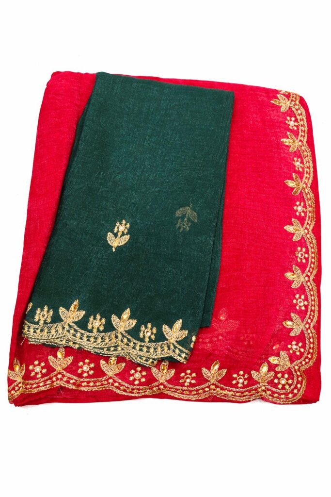 Chiffon Saree with Pearl Work Border | Designer Party Wear Saree | Lightweight Embroidered