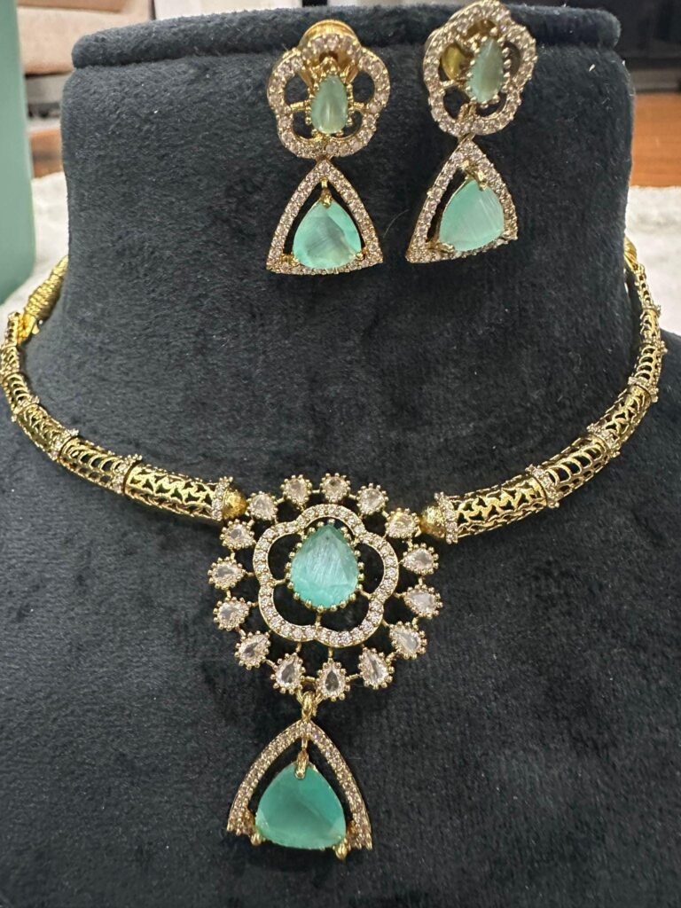 Micro Gold Plated Kanti Necklace & Earrings