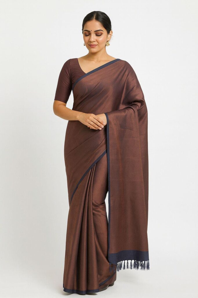 Cotton Saree in Cream and Green colour