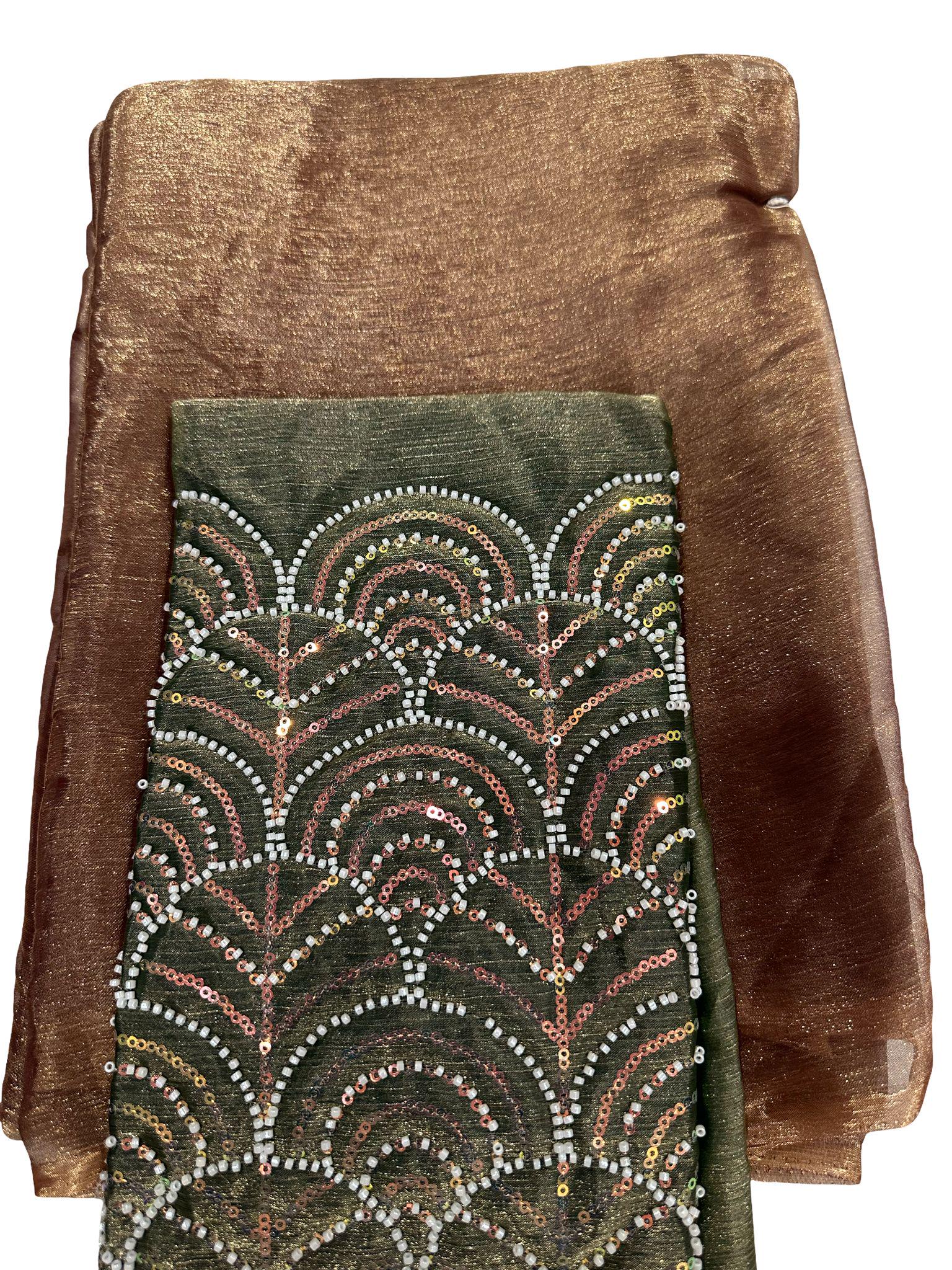 Space Silk Saree with Bead Work Blouse | Indian Wedding Attire - Image 4