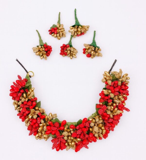 Bridal Floral Hair Bun with Beads: Indian Wedding Accessory - Image 5