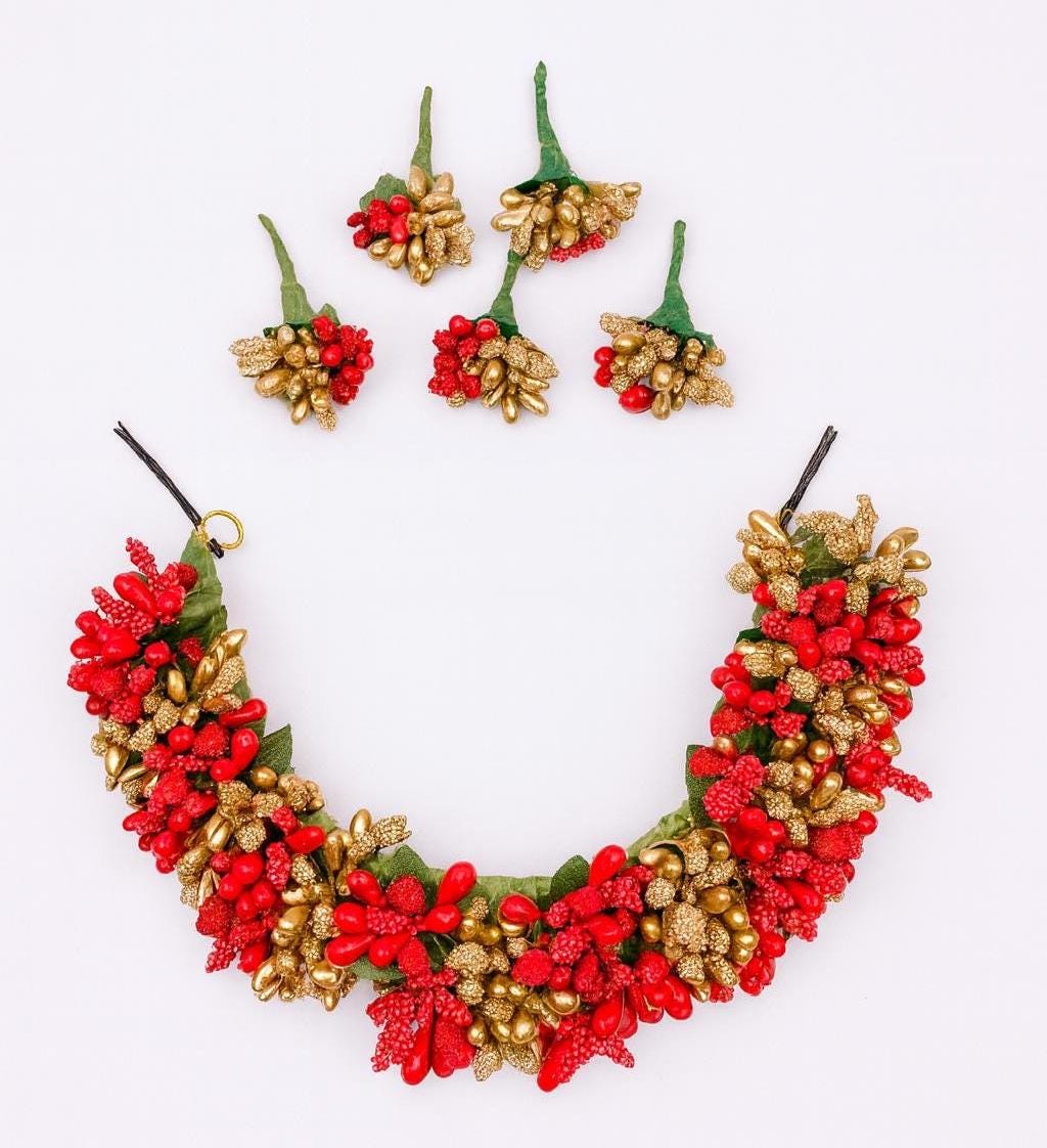 Bridal Floral Hair Bun with Beads: Indian Wedding Accessory - Image 5