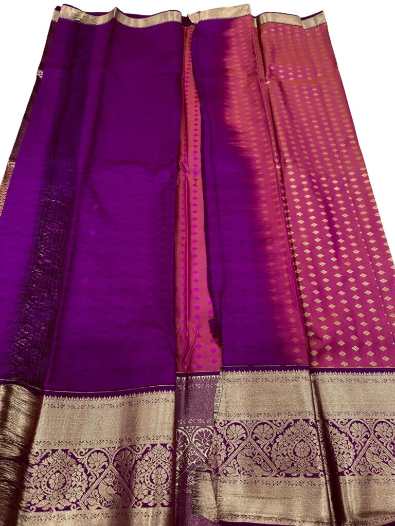 Premium Kanchipuram Semi Silk Saree Wine Pink | Kanchi Butta Saree with Rich Zari Border & Pallu | Festive Indian Gift
