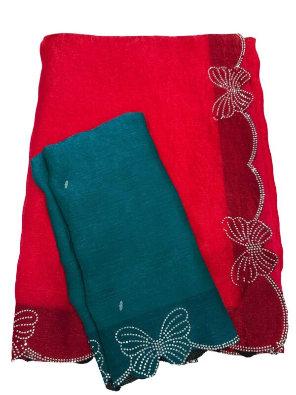 Space Silk Saree | Stone Bow Border, Party Wear with Unstitched Blouse - Image 5