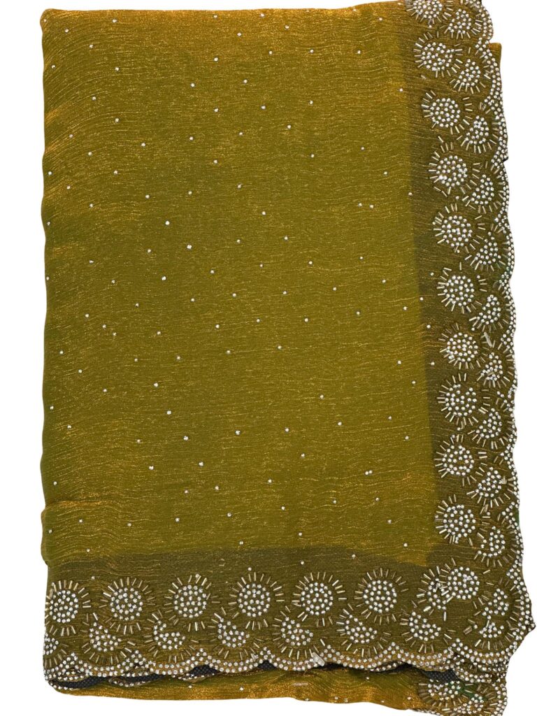 Shimmer Space Silk Saree with Heavy Border • Party Wear
