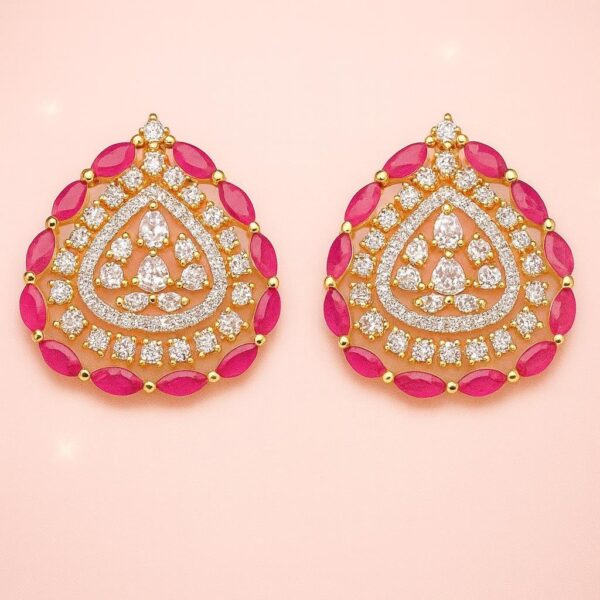 Ruby Chain and Earrings Set: Gold Plated Imitation Jewelry - Image 9