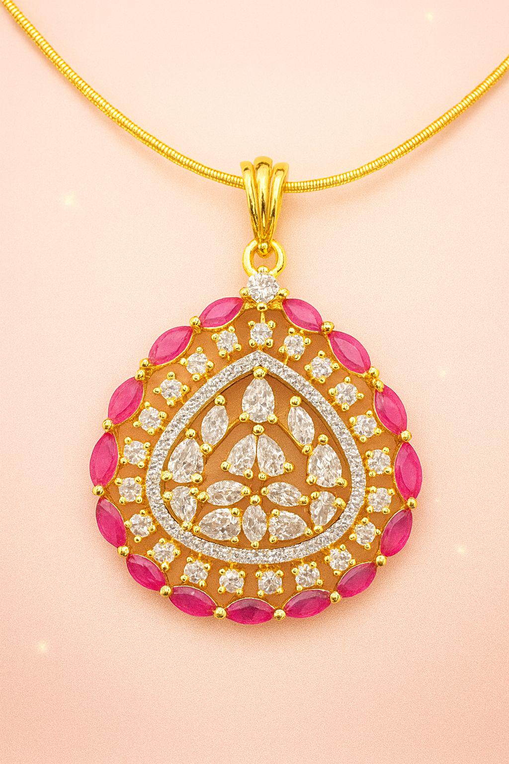 Ruby Chain and Earrings Set: Gold Plated Imitation Jewelry - Image 7