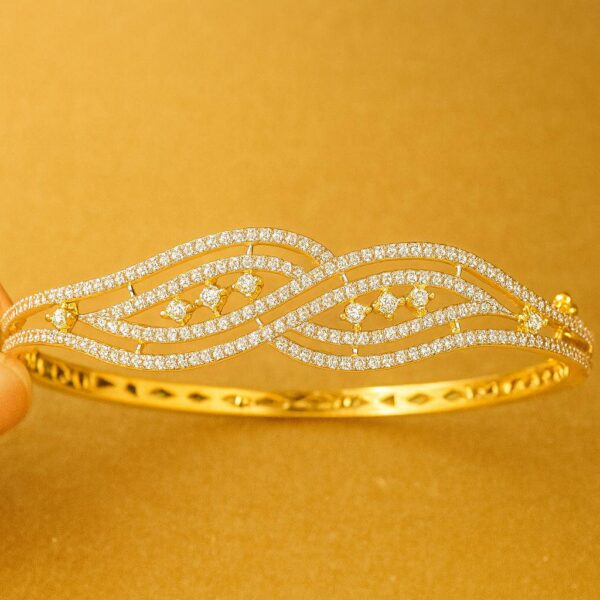CZ Diamond Bangle Bracelet: Adjustable, Shimmering Crystal Gift - Image 8