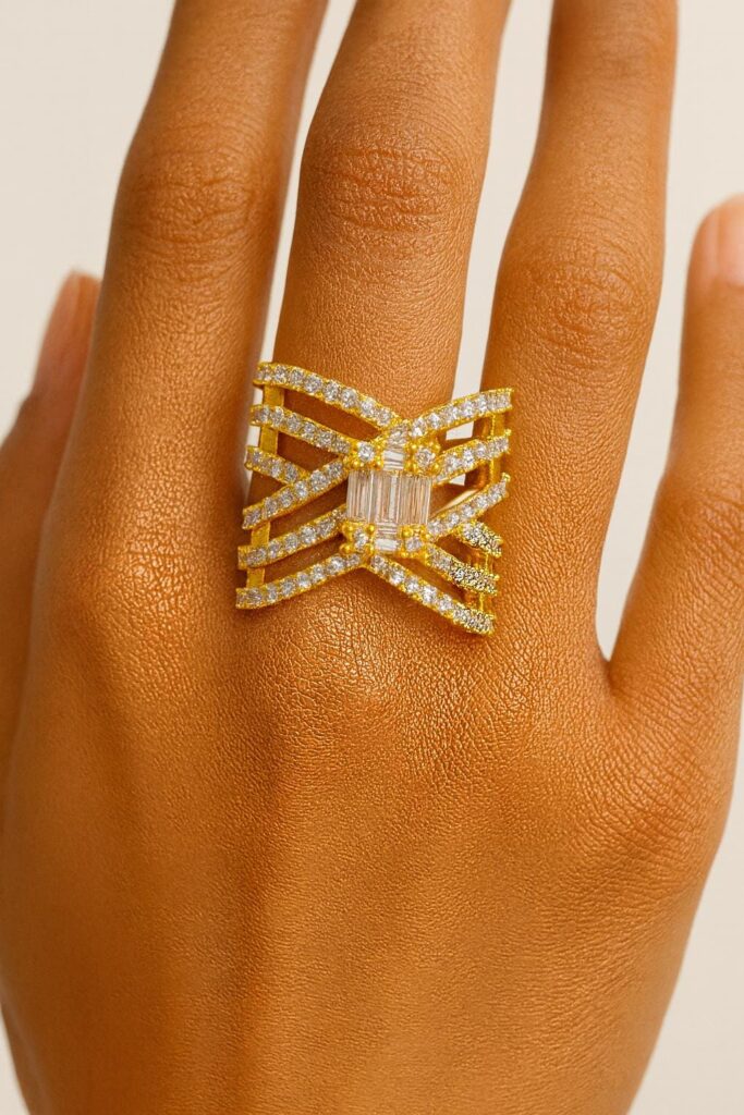 Crystal Frame adjustable Ring - Handcrafted Gemstone Beauty