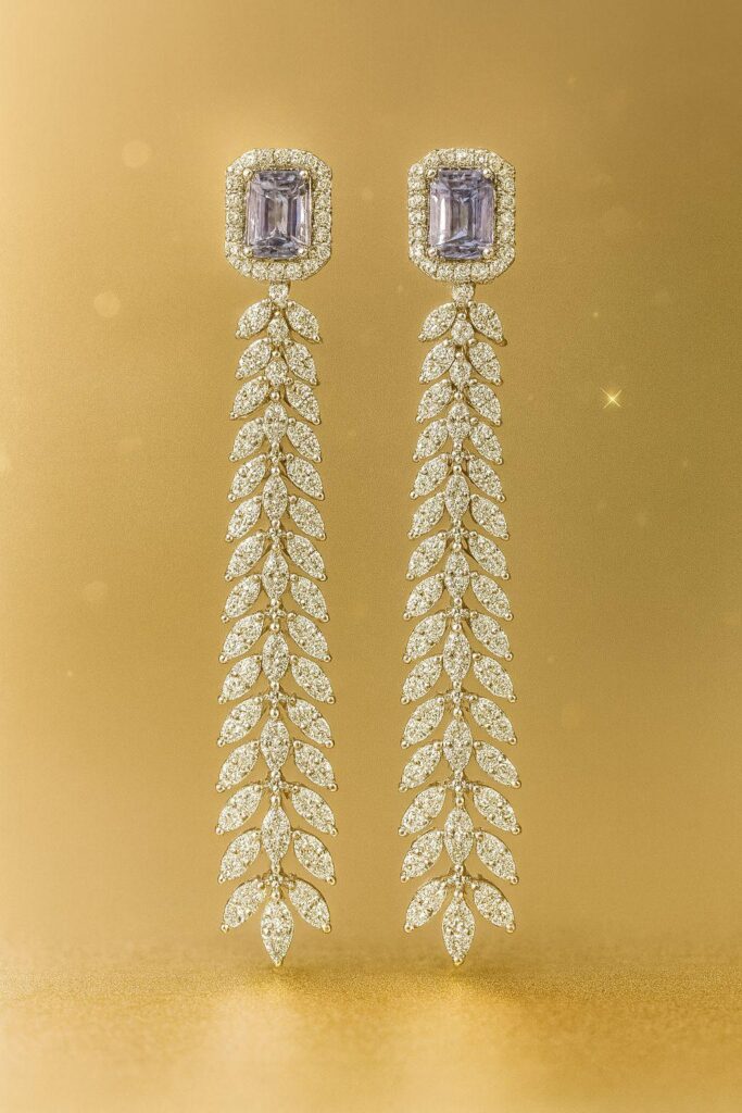 Emerald Green American Diamond Stud Earrings: Bridal Party Jewelry