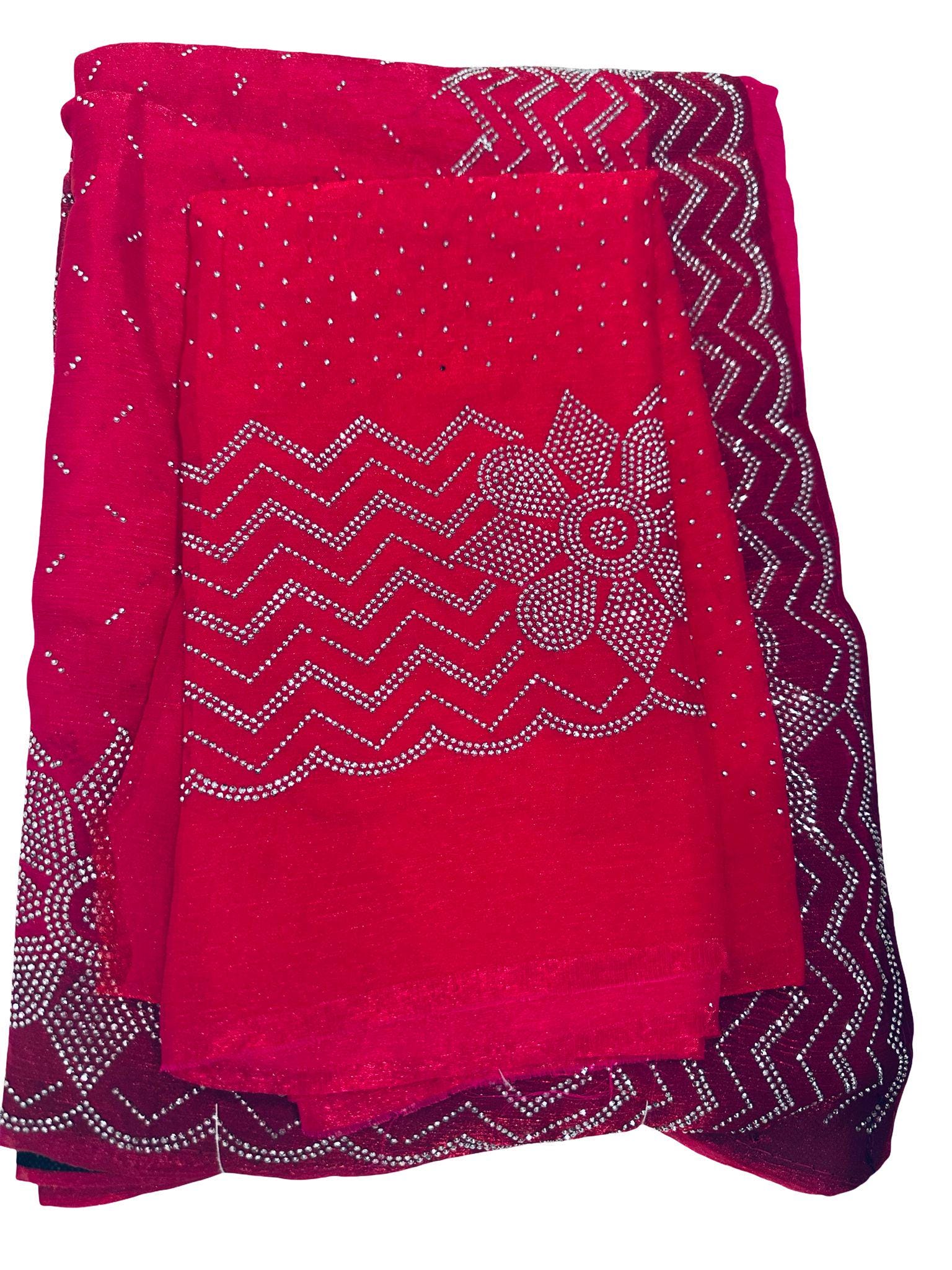 Georgette Saree with Stone Work Border with unstitched blouse | Party Wear - Image 2