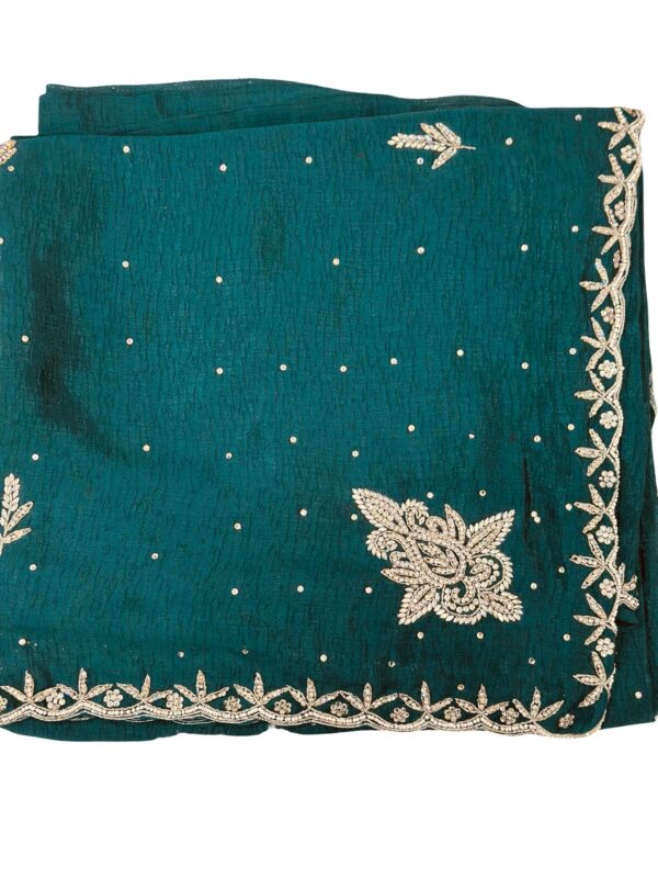Designer saree with original Stone and Beads Work • Heavy Embroidery Border - Image 5