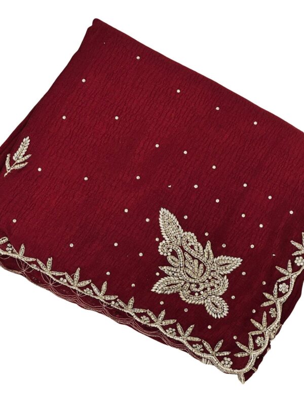 Designer saree with original Stone and Beads Work • Heavy Embroidery Border - Image 4