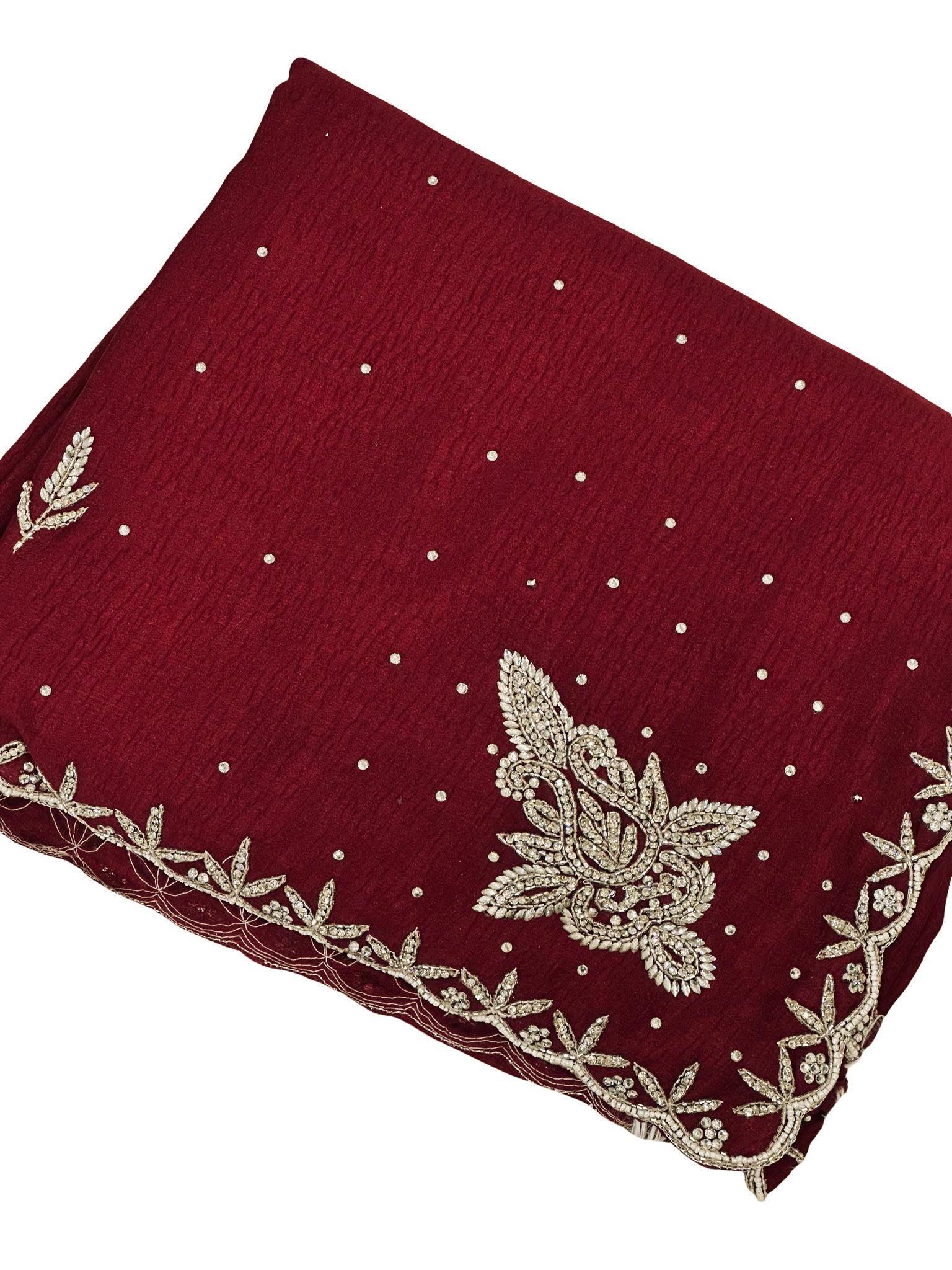 Designer saree with original Stone and Beads Work • Heavy Embroidery Border - Image 4