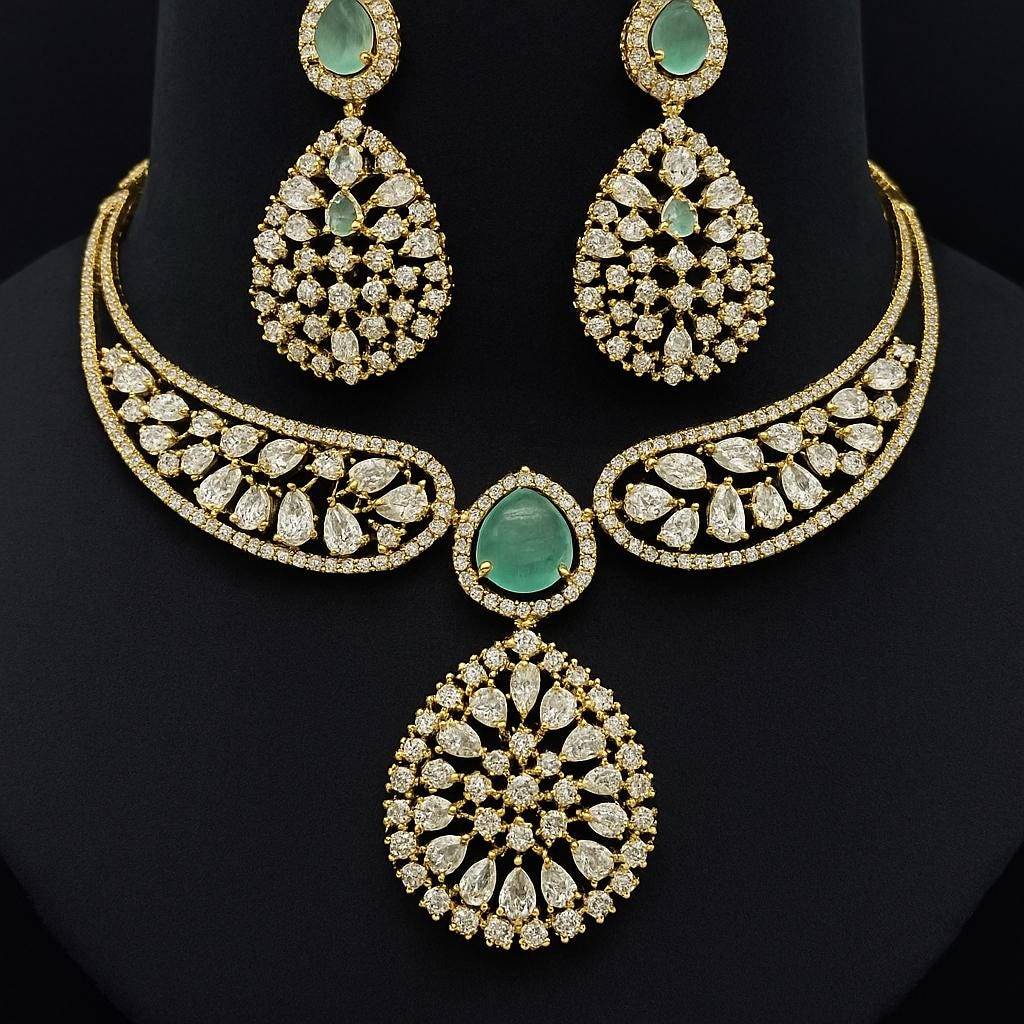 Micro Gold Plated Kanti Necklace & Earrings - Image 1