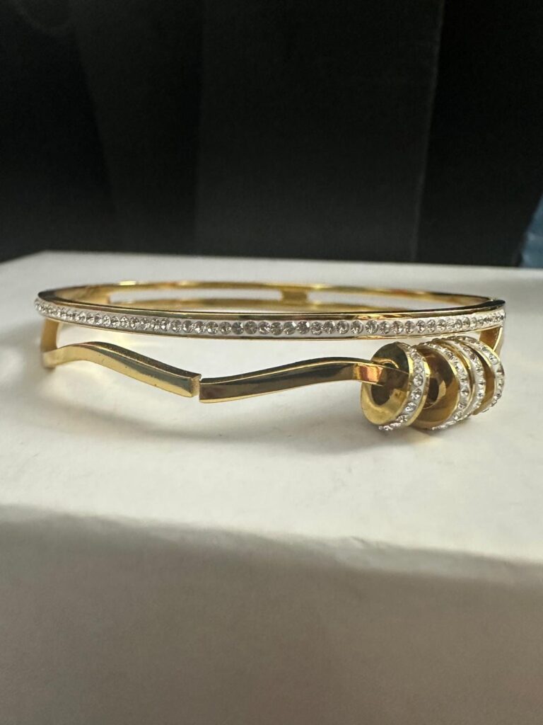 Gold & Rose Gold Plated Bracelet: Adjustable Bangle with Charms