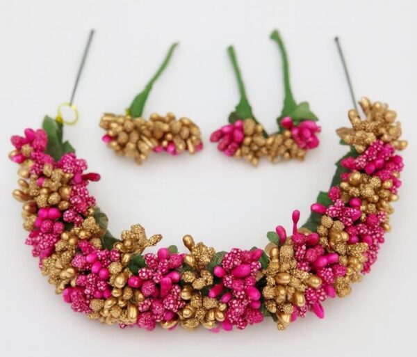 Bridal Floral Hair Bun with Beads: Indian Wedding Accessory - Image 6