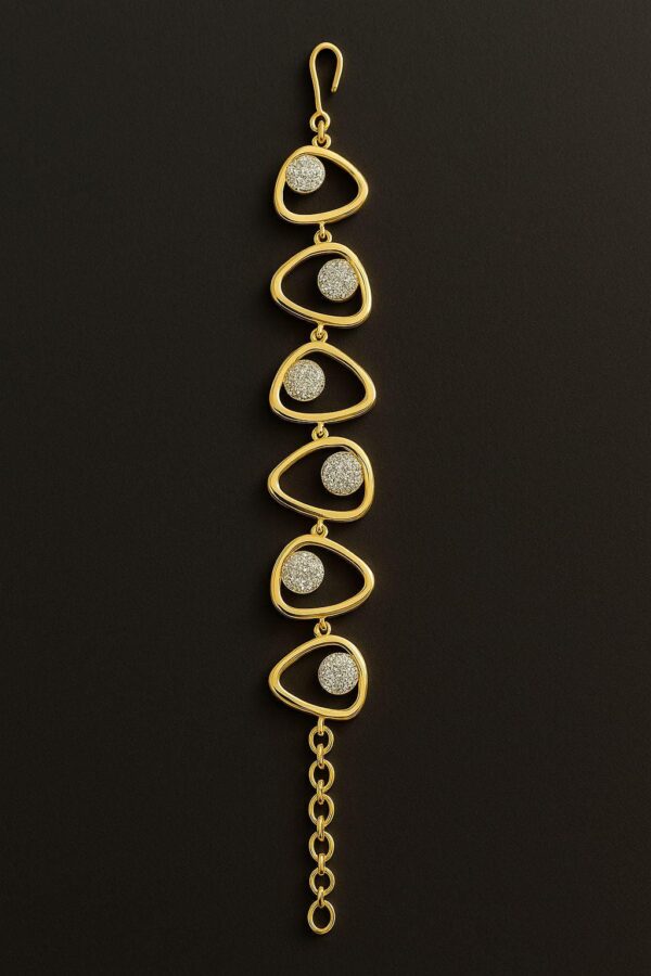 CZ Diamond & Ruby Bracelet | Gold Plated Floral Design - Image 4