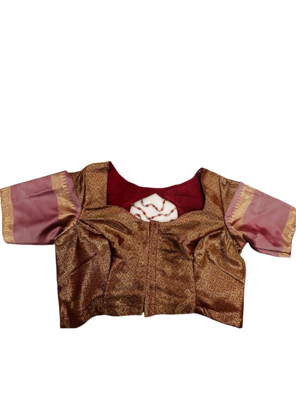 Kattan Silk Saree with Stitched Blouse | Wine Maroon Kanchipuram Style Saree | Bridal South Indian Saree | Wedding Party Wear - Image 5