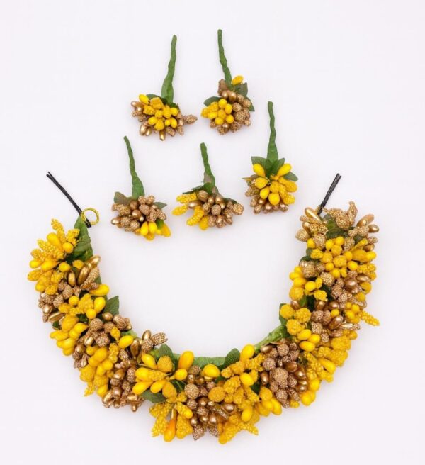 Bridal Floral Hair Bun with Beads: Indian Wedding Accessory - Image 3