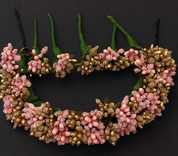 Bridal Floral Hair Bun with Beads: Indian Wedding Accessory - Image 4