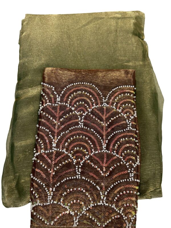 Space Silk Saree with Bead Work Blouse | Indian Wedding Attire - Image 3