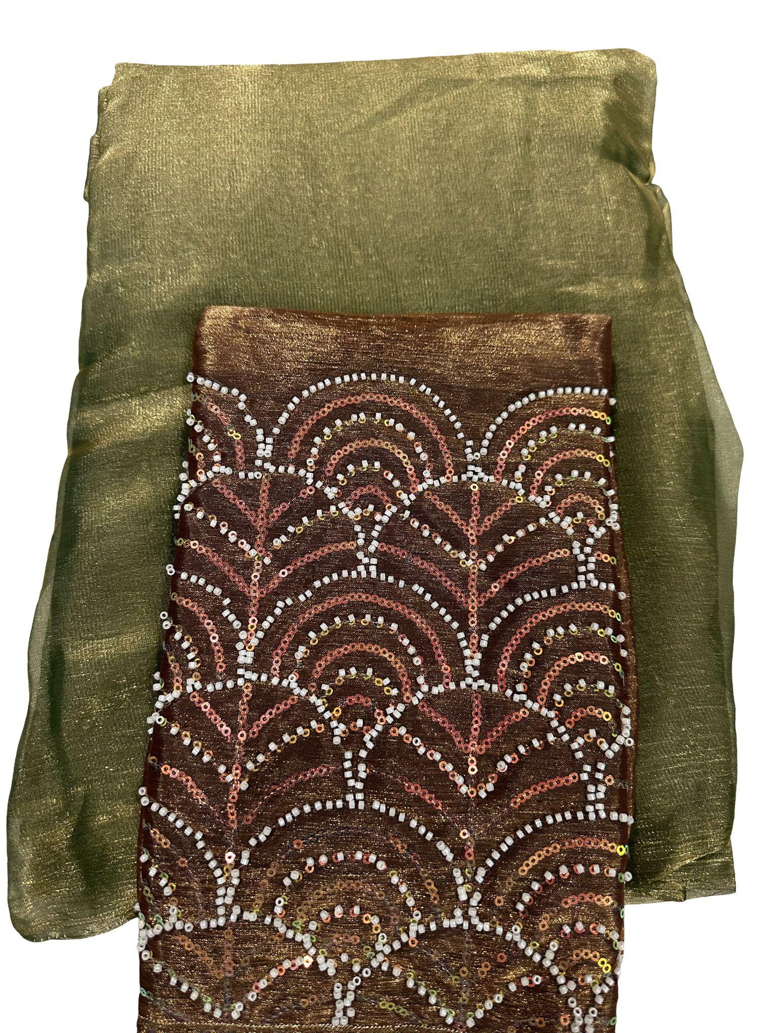 Space Silk Saree with Bead Work Blouse | Indian Wedding Attire - Image 3