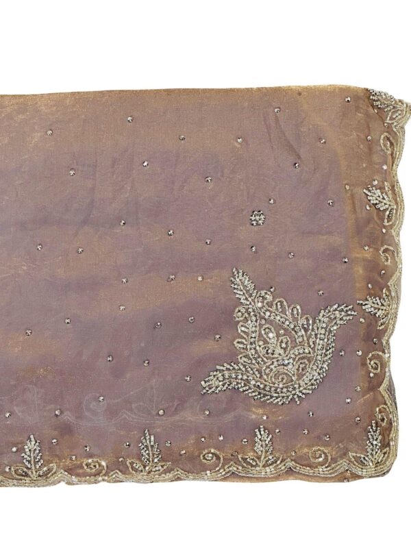 Designer Saree with Heavy Jarkan Embroidery and Handwork Border - Image 4