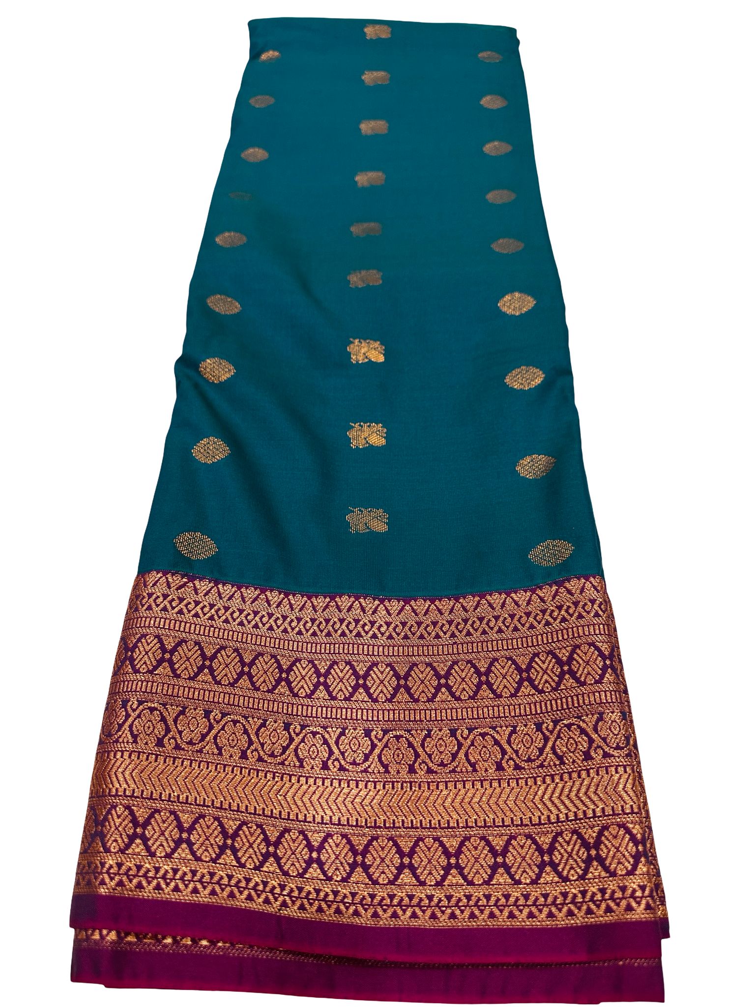 Teal Kanchipuram Semi Silk Saree Pink Zari Border Rich Pallu Traditional South Indian Wedding Saree Party Wear - Image 3