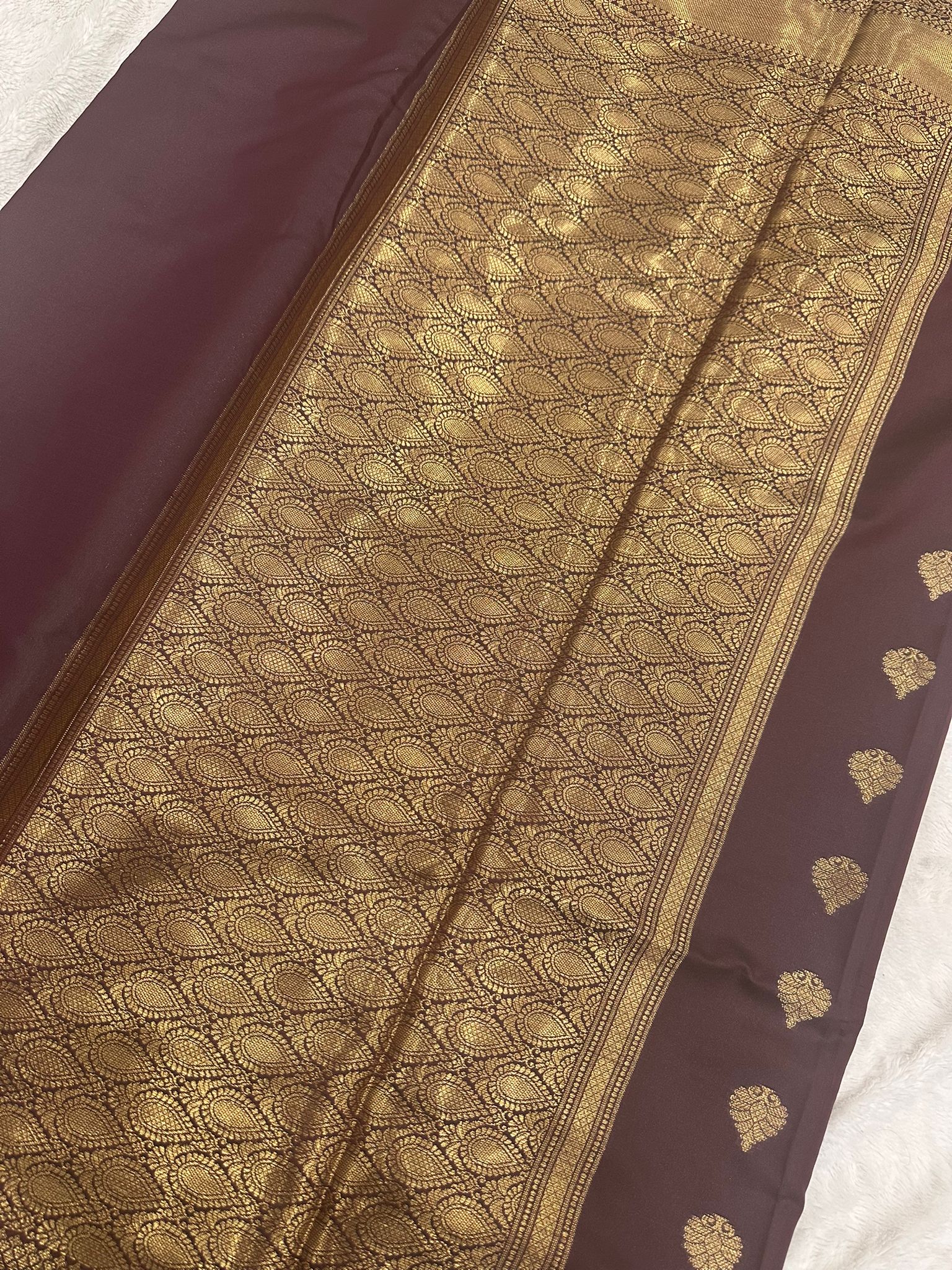 Dark Brown Kanchipuram Soft Silk Saree, Rich Zari Pallu Saree, Traditional South, Temple Border Silk Saree, Festive Party Wear - Image 4