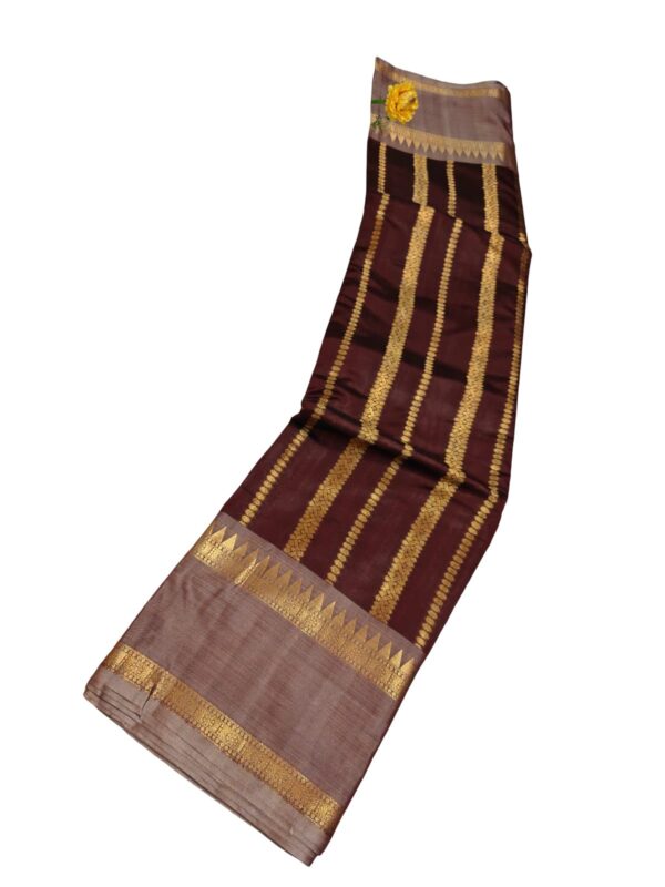 Kattan Silk Saree with Stitched Blouse | Wine Maroon Kanchipuram Style Saree | Bridal South Indian Saree | Wedding Party Wear - Image 2