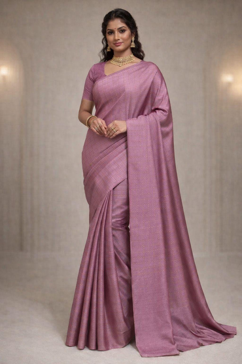 Soft Silk Saree with Zari Checks | Party Wear Saree - Image 1