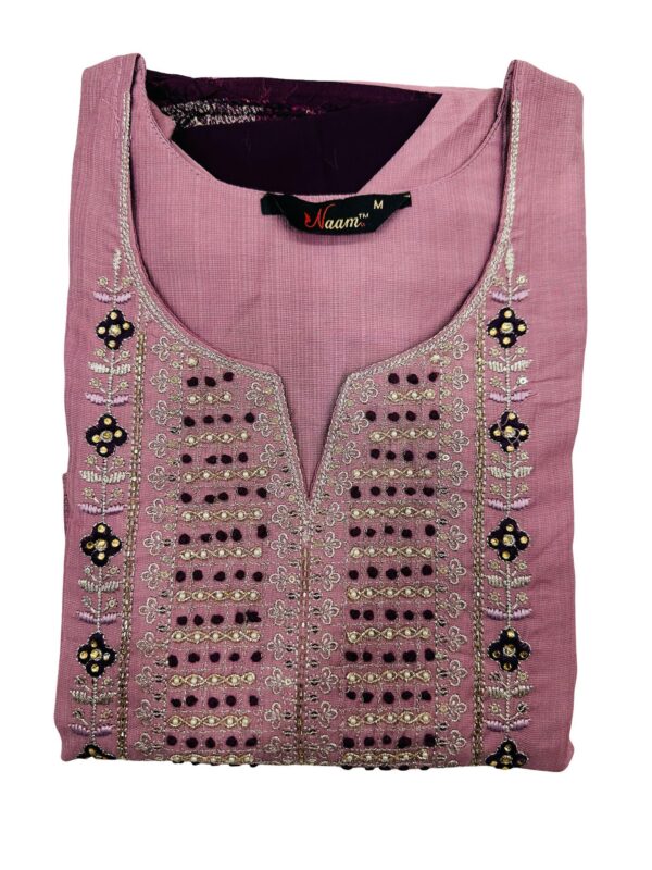 Embroidered Kurta Shalwar Dupatta Set | Onion Pink & Purple Party Wear - Image 2