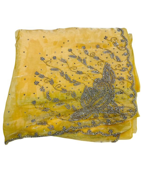 Party Wear Embellished saree with sequin Jarkhan Work | Teal blue & Skyblue - Image 6