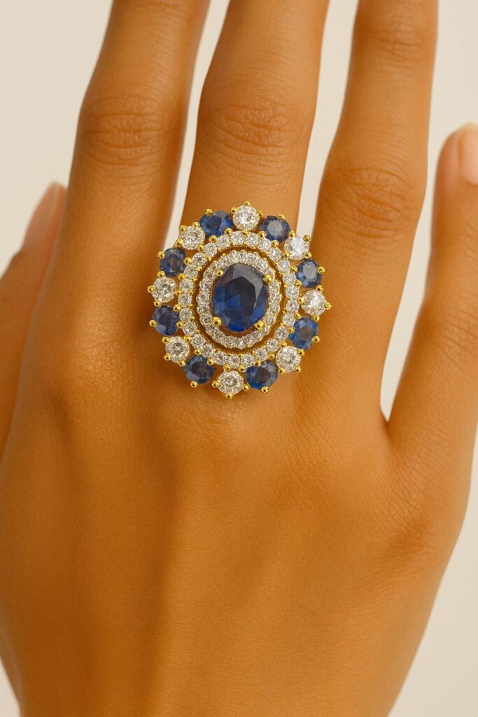 Crystal Frame adjustable Ring - Handcrafted Gemstone Beauty