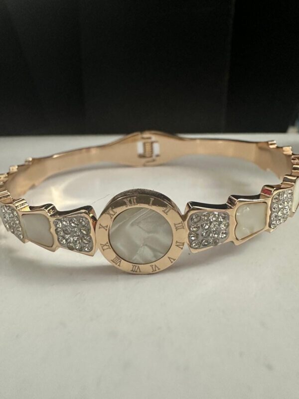 Gold & Rose Gold Plated Bracelet: Adjustable Bangle with Charms