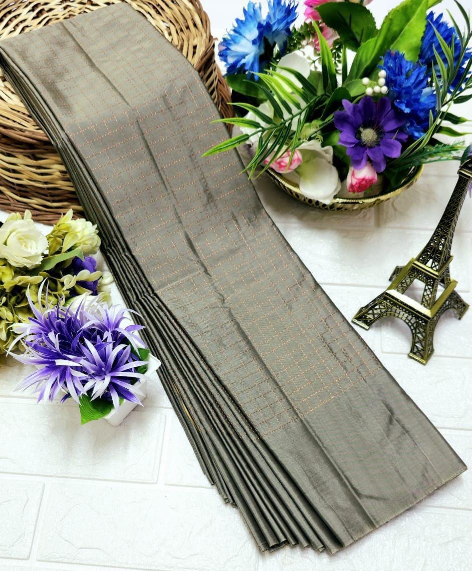 Soft Silk Saree with Zari Checks | Party Wear Saree - Image 4