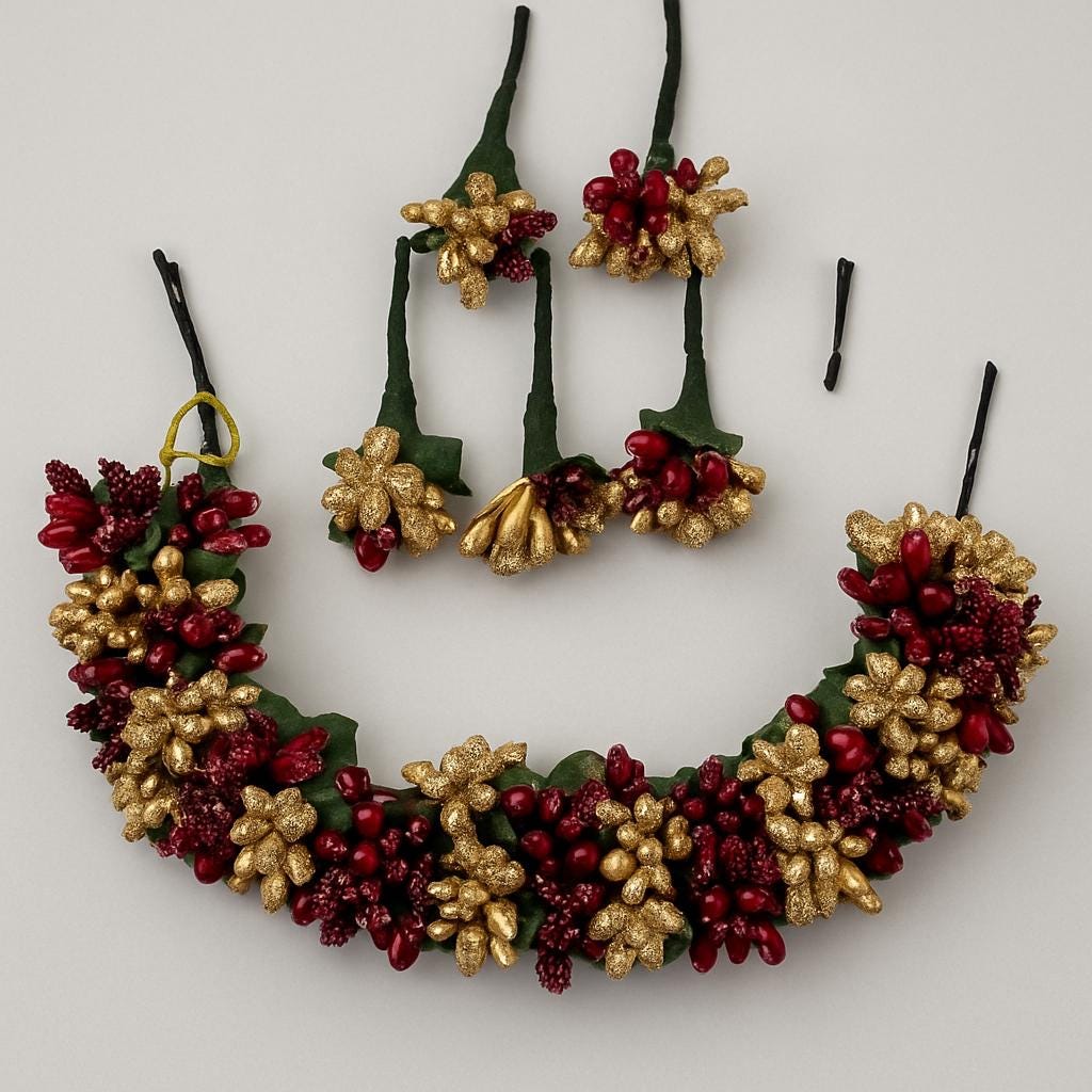 Bridal Floral Hair Bun with Beads: Indian Wedding Accessory - Image 2