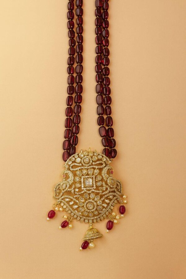 Traditional Beaded Mala Necklace with Pendant, Ethnic Jewelry - Image 2