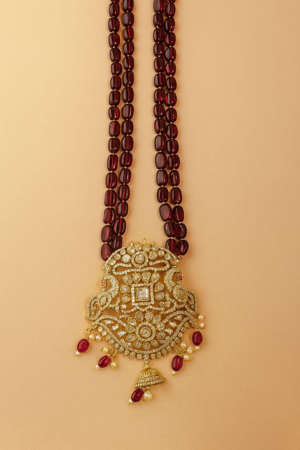 Traditional Beaded Mala Necklace with Pendant, Ethnic Jewelry - Image 2