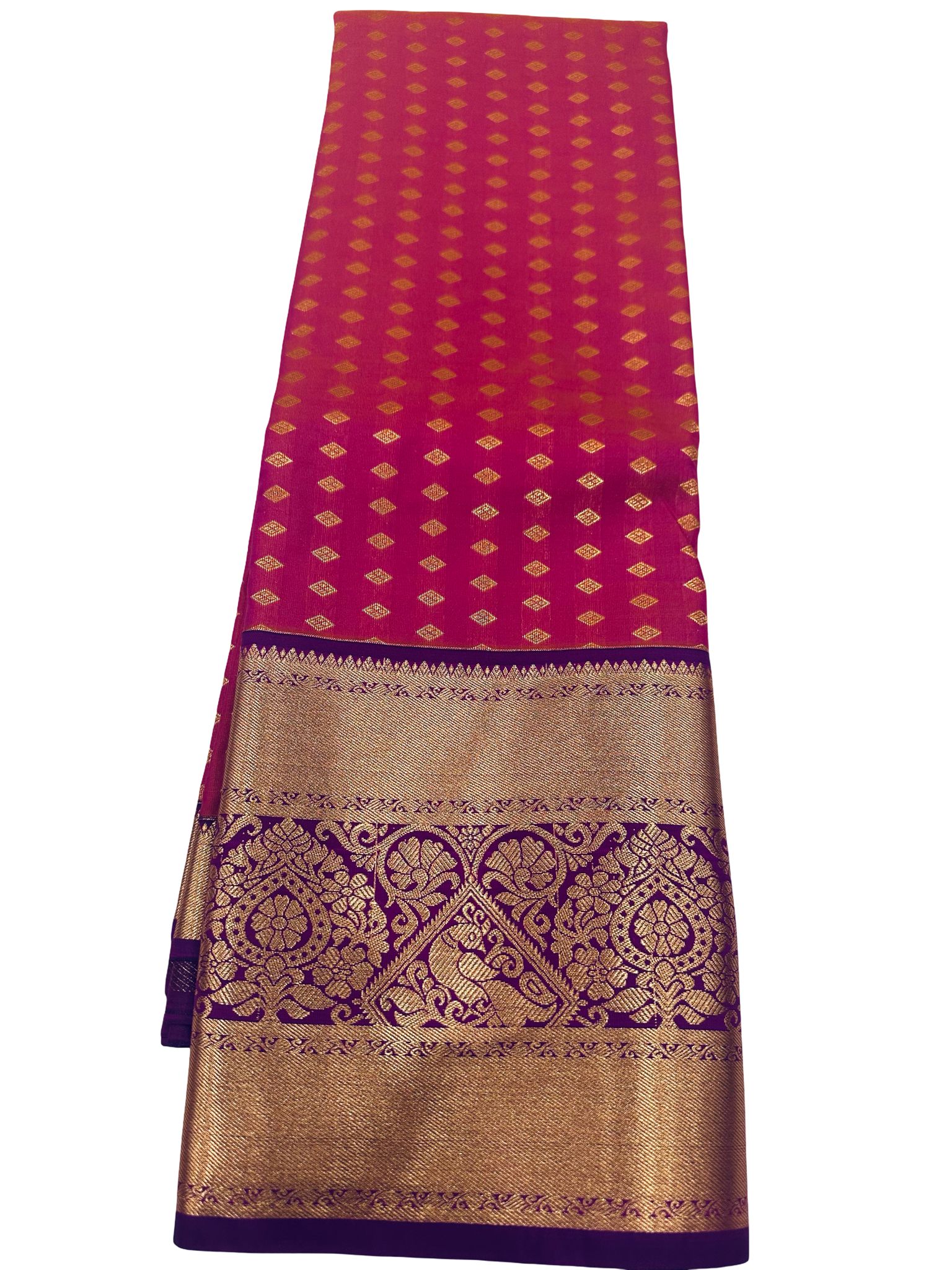 Premium Kanchipuram Semi Silk Saree Wine Pink | Kanchi Butta Saree with Rich Zari Border & Pallu | Festive Indian Gift - Image 3
