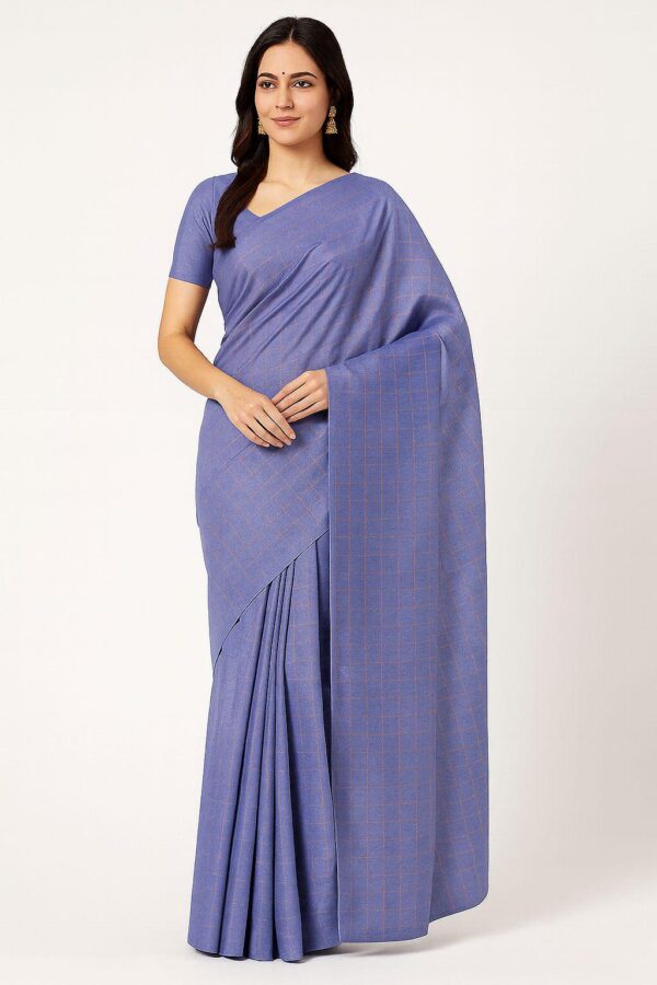 Soft Silk Saree with Zari and Blouse - Image 9