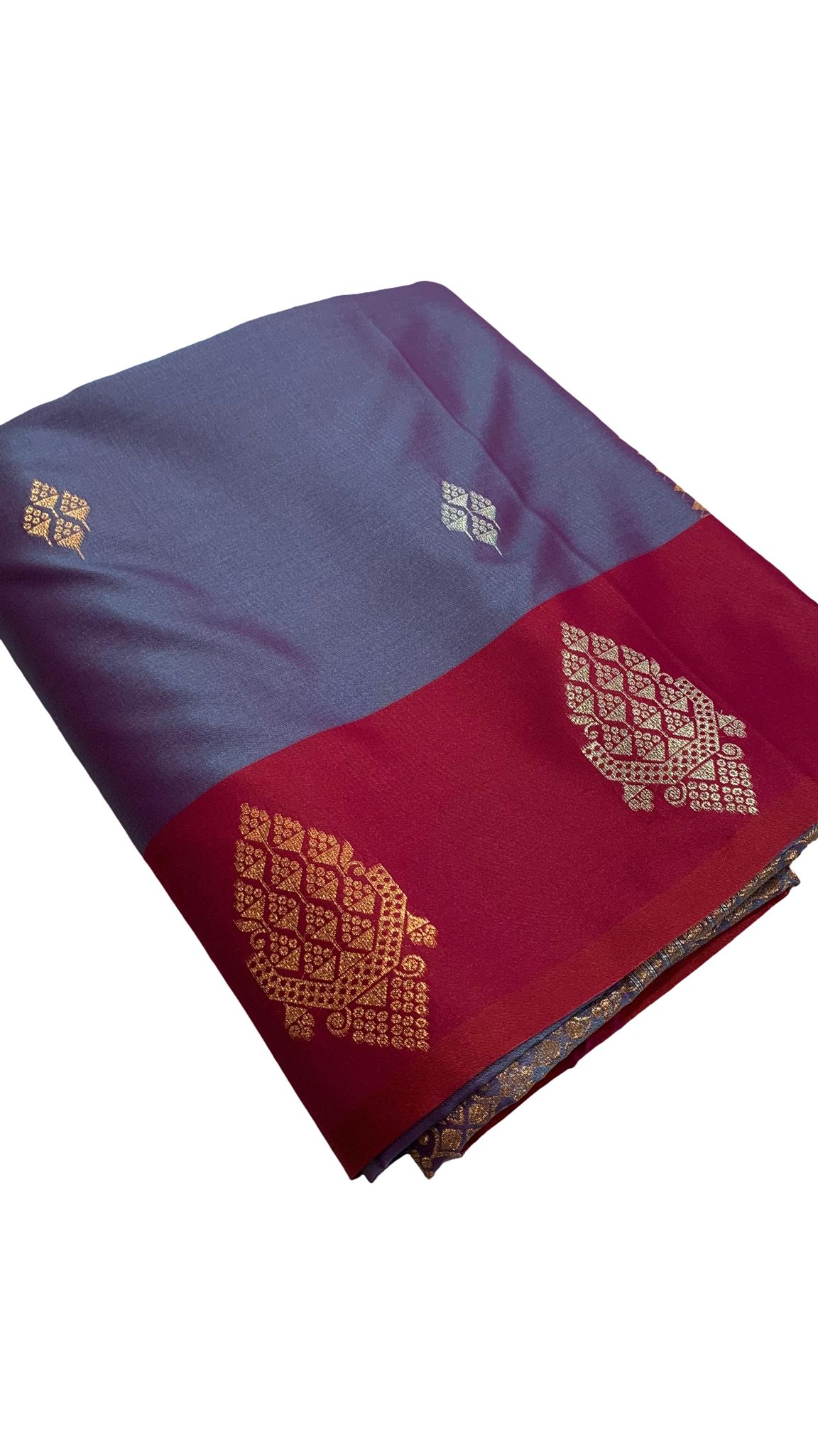 Dual Shade Prashanti Silk Saree Purple Red | Kanchipuram Style Copper Zari Saree | Traditional Soft Silk Saree | Festive Party Wear - Image 2