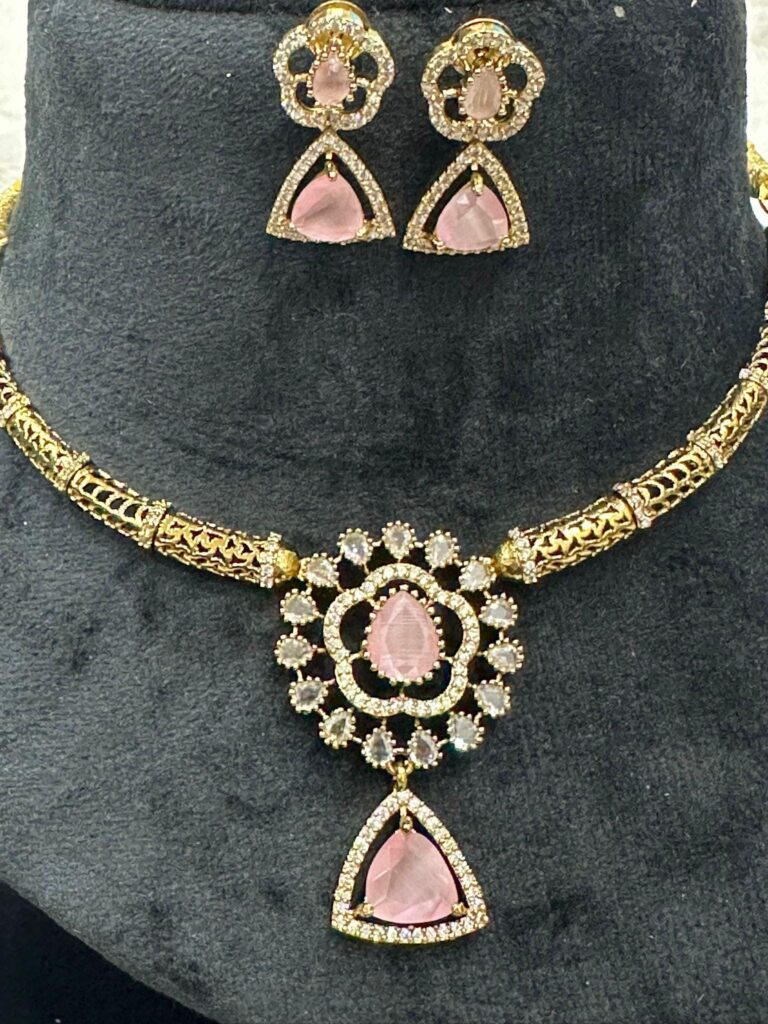 Micro Gold Plated Kanti Necklace & Earrings