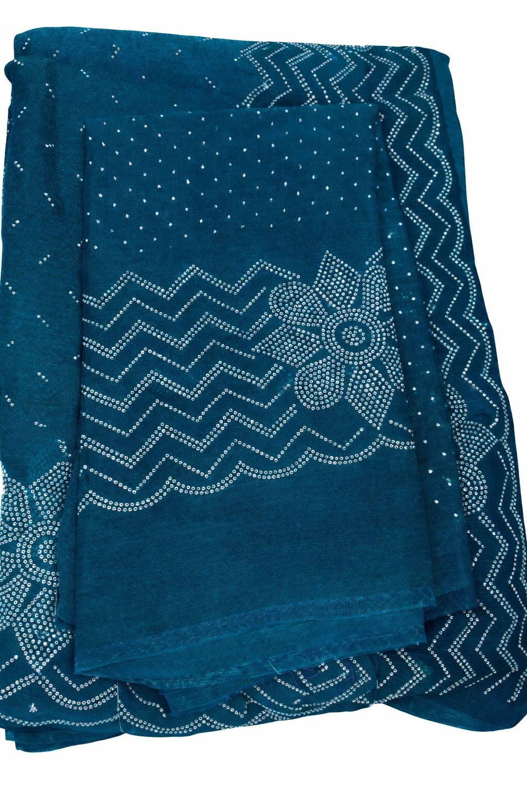 Georgette Saree with Stone Work Border with unstitched blouse | Party Wear - Image 1