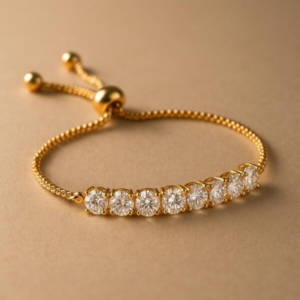 CZ Diamond & Ruby Bracelet | Gold Plated Floral Design - Image 2