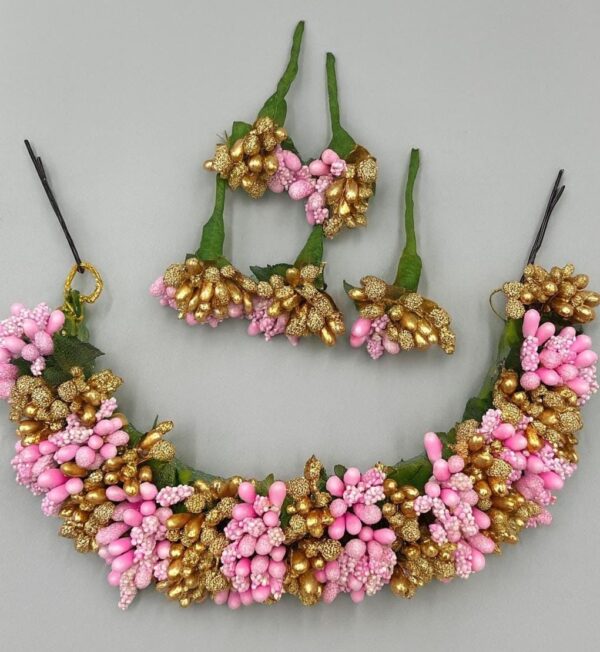 Bridal Floral Hair Bun with Beads: Indian Wedding Accessory