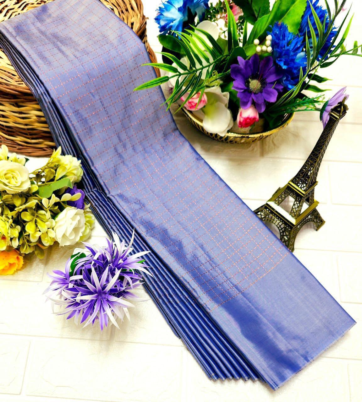 Soft Silk Saree with Zari Checks | Party Wear Saree - Image 3