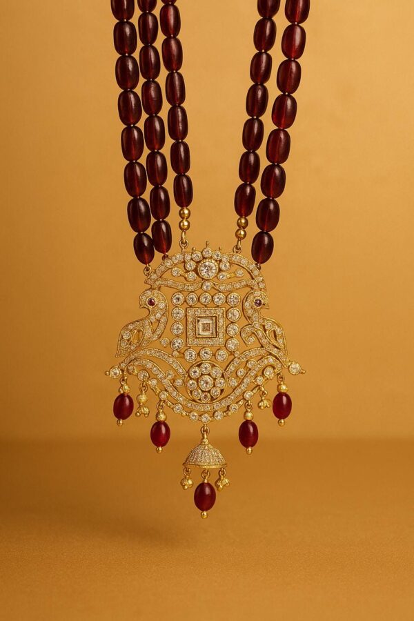 Traditional Beaded Mala Necklace with Pendant, Ethnic Jewelry - Image 4